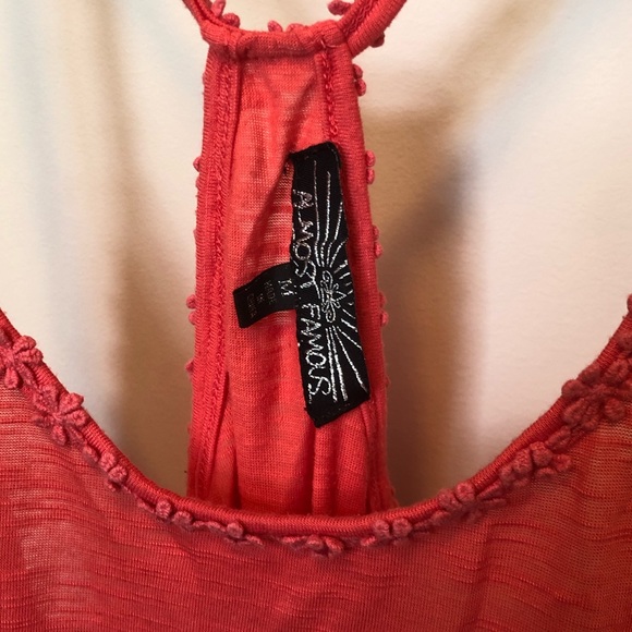 Almost Famous Loose Coral Crop Top Flower Detail Racerback Tank - Picture 2 of 4